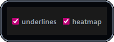 Analysis page underlines and heatmap toggle controls